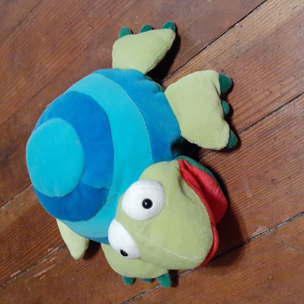 Manhattan Toy Company 2005 plush turtle blue bullseye hand puppet Rare